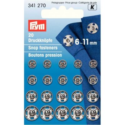 Prym Aannaaidrukknoop messing ast. 6.0-11mm zilver