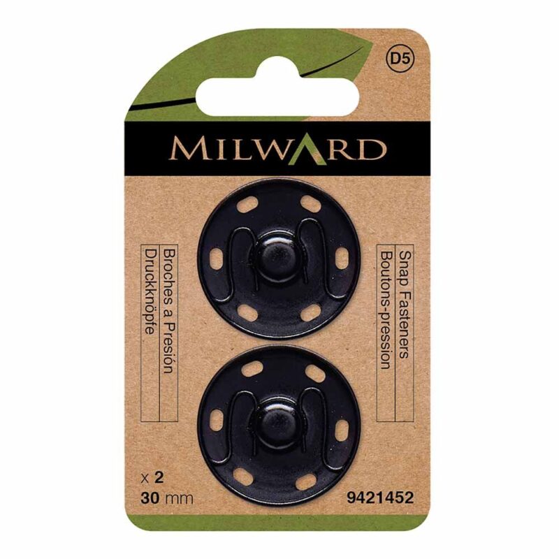 Milward Drukknopen aannaaibaar 30mm zwart 2st