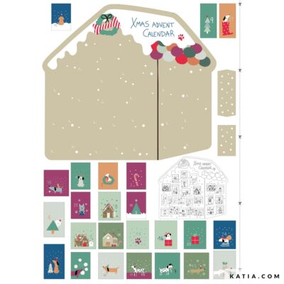 Katia Canvas Slim Panel Noël Dogs Calender