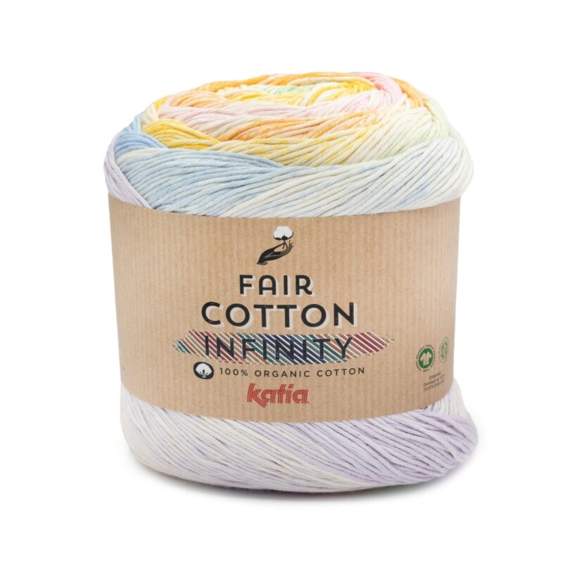 Katia Fair Cotton Infinity Licht lila-Pastel blauw-Licht groen-Pastel geel-Oranje