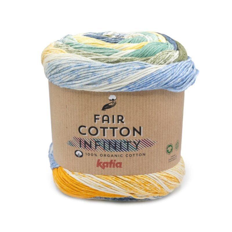 Katia Fair Cotton Infinity Blauw-Geel-Kaki