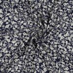 Viscose bloemen marine blauw