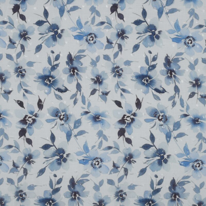 Viscose blauwe bloemen