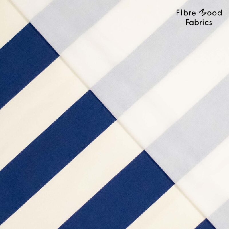 Geweven katoen strepen wit en donkerblauw - Dasha Fibre Mood editie 29