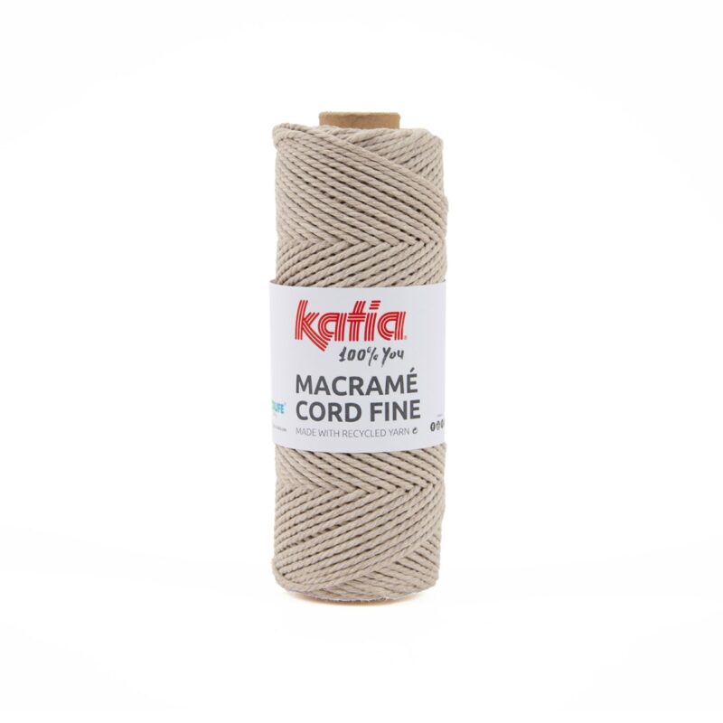 Macramé cord fine beige bruin