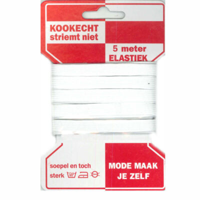 Rode kaart elastiek 10mm wit 5m